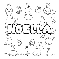 Coloring page first name NOELLA - Easter background