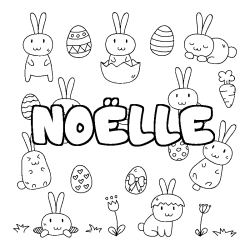 Coloring page first name NOËLLE - Easter background