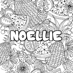 Coloring page first name NOELLIE - Fruits mandala background