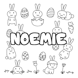 Coloring page first name NOEMIE - Easter background