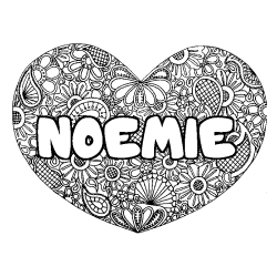 Coloring page first name NOEMIE - Heart mandala background