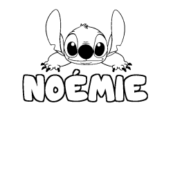 Coloring page first name NOÉMIE - Stitch background