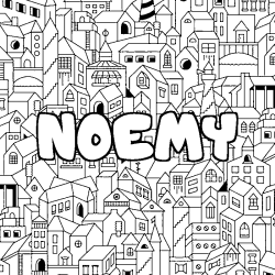 Coloring page first name NOEMY - City background