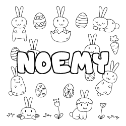 Coloring page first name NOEMY - Easter background