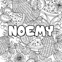 Coloring page first name NOEMY - Fruits mandala background