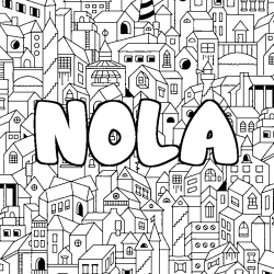 Coloring page first name NOLA - City background