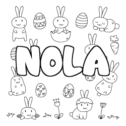 Coloring page first name NOLA - Easter background