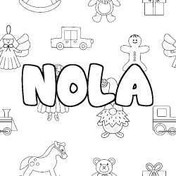 Coloring page first name NOLA - Toys background