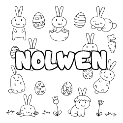 Coloring page first name NOLWEN - Easter background