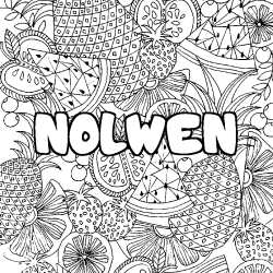 Coloring page first name NOLWEN - Fruits mandala background