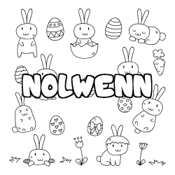 Coloring page first name NOLWENN - Easter background