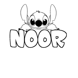 Coloring page first name NOOR - Stitch background