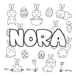 Coloring page first name NORA - Easter background