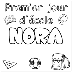 Coloring page first name NORA - School First day background