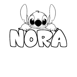 Coloring page first name NORA - Stitch background