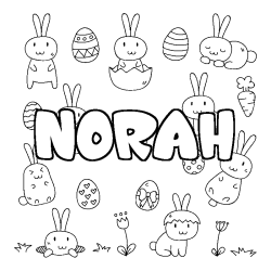 Coloring page first name NORAH - Easter background