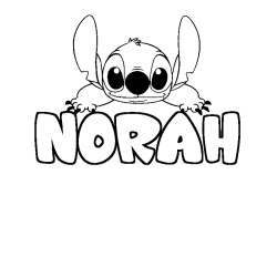 Coloring page first name NORAH - Stitch background