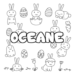 Coloring page first name OCEANE - Easter background