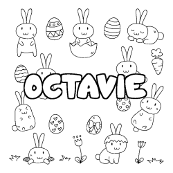 Coloring page first name OCTAVIE - Easter background