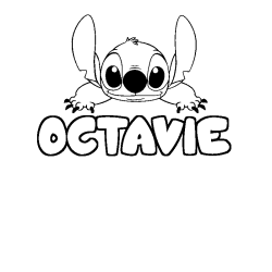 Coloring page first name OCTAVIE - Stitch background