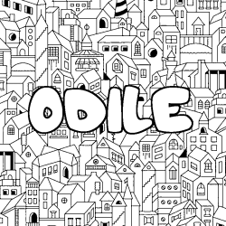 Coloring page first name ODILE - City background