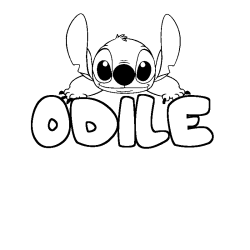 Coloring page first name ODILE - Stitch background