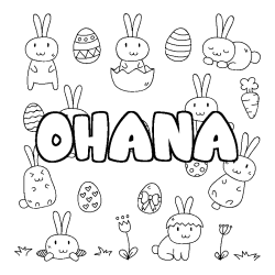 Coloring page first name OHANA - Easter background
