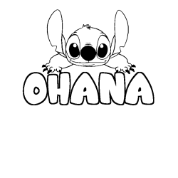 Coloring page first name OHANA - Stitch background