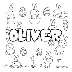 Coloring page first name OLIVER - Easter background