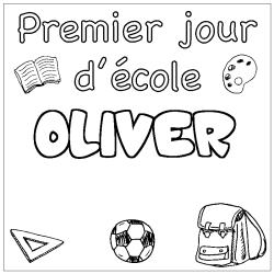 Coloring page first name OLIVER - School First day background