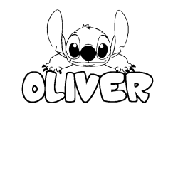 Coloring page first name OLIVER - Stitch background