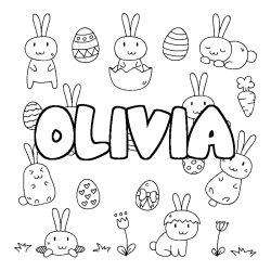 Coloring page first name OLIVIA - Easter background