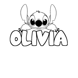 Coloring page first name OLIVIA - Stitch background
