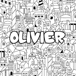 Coloring page first name OLIVIER - City background