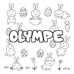 Coloring page first name OLYMPE - Easter background