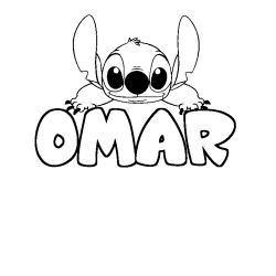 Coloring page first name OMAR - Stitch background