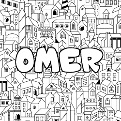 Coloring page first name OMER - City background