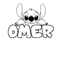 Coloring page first name OMER - Stitch background