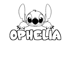 Coloring page first name OPHELIA - Stitch background