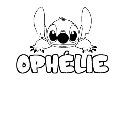 Coloring page first name OPHÉLIE - Stitch background
