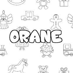 Coloring page first name ORANE - Toys background