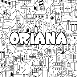 Coloring page first name ORIANA - City background