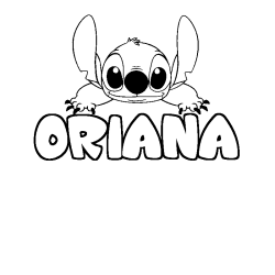 Coloring page first name ORIANA - Stitch background