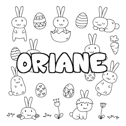 Coloring page first name ORIANE - Easter background