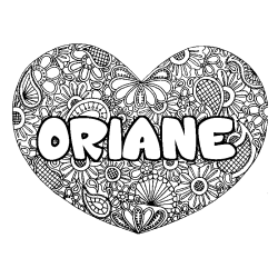 Coloring page first name ORIANE - Heart mandala background