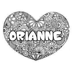 Coloring page first name ORIANNE - Heart mandala background