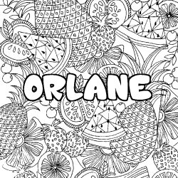 Coloring page first name ORLANE - Fruits mandala background