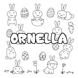 Coloring page first name ORNELLA - Easter background