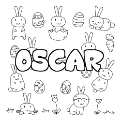 Coloring page first name OSCAR - Easter background
