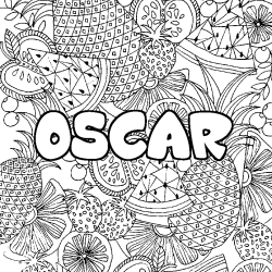 Coloring page first name OSCAR - Fruits mandala background